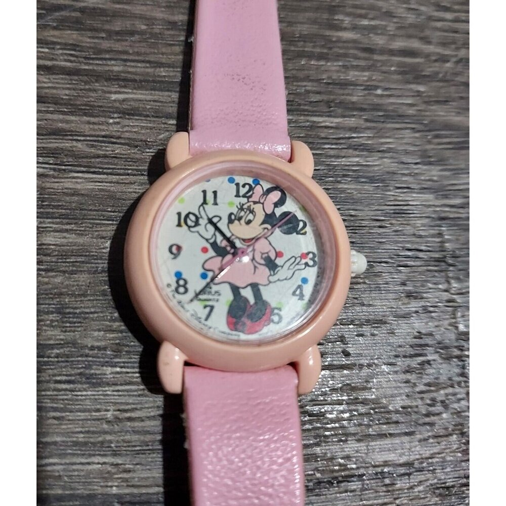 Minnie Mouse Walt Disney Quartz Ladies Girls Pink Watch Leather Band New Battery - Picture 2 of 10
